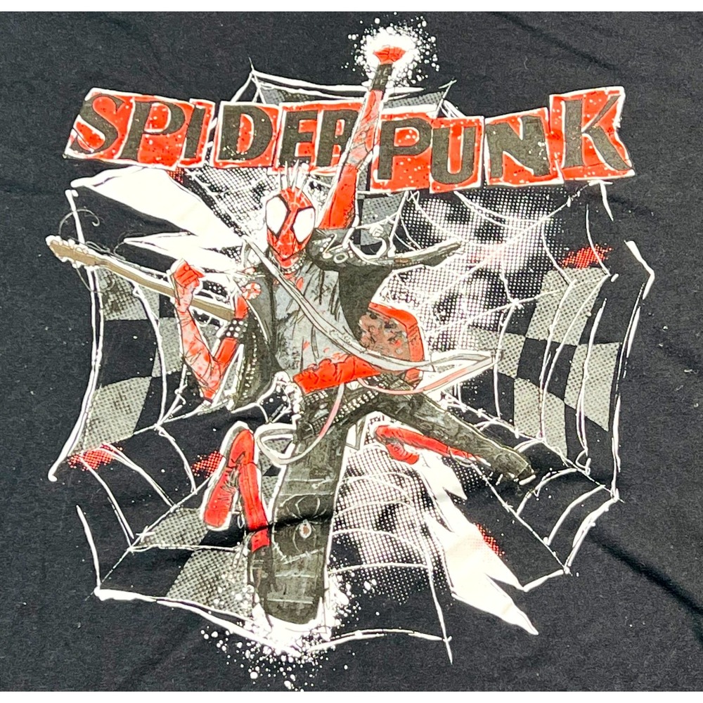 Marvel Spider-Man T Shirt Mens 2XL Black Spider-Punk Graphic Cotton Crew Neck